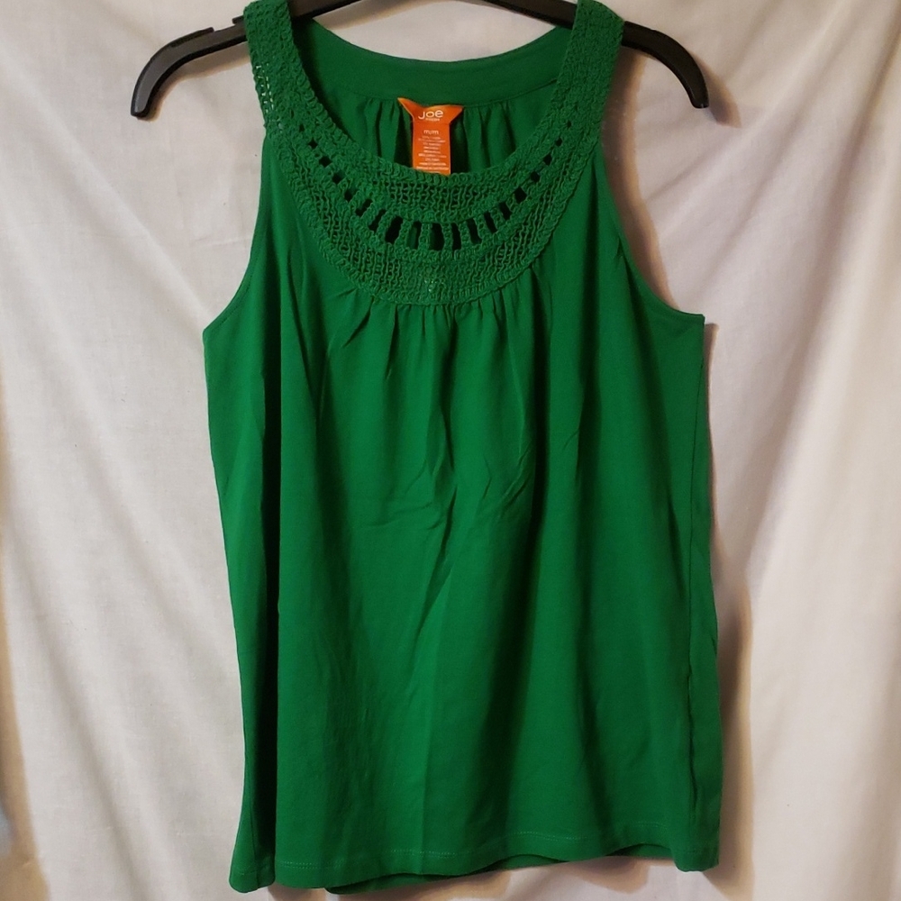 Joe Fresh Green Crochet Detail Tank Top